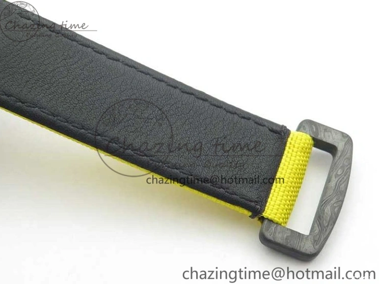 0102 Supportive Daytona DIW Carbon Case and Bezel Black Yellow Dial on Yellow Nylon Strap A 3220